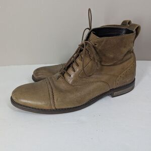 Rockport Men’s Leather Lace-Up Boots Size 11.5 Brown Cap Toe Dress Casual